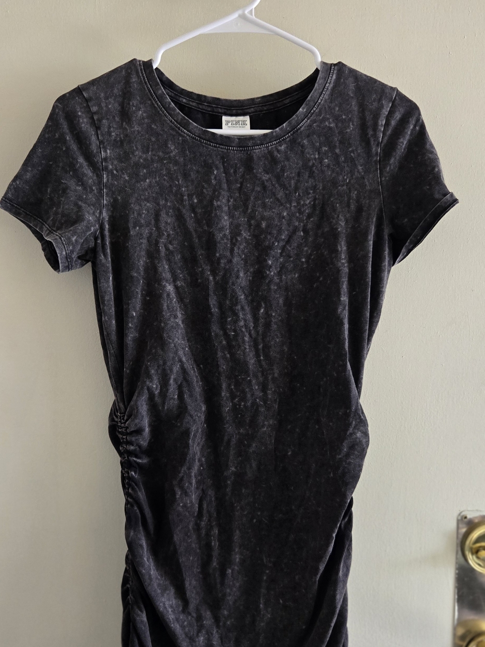 PINK Victoria's Secret Charcoal Grey Mineral Wash Top with Rose Gold Tag